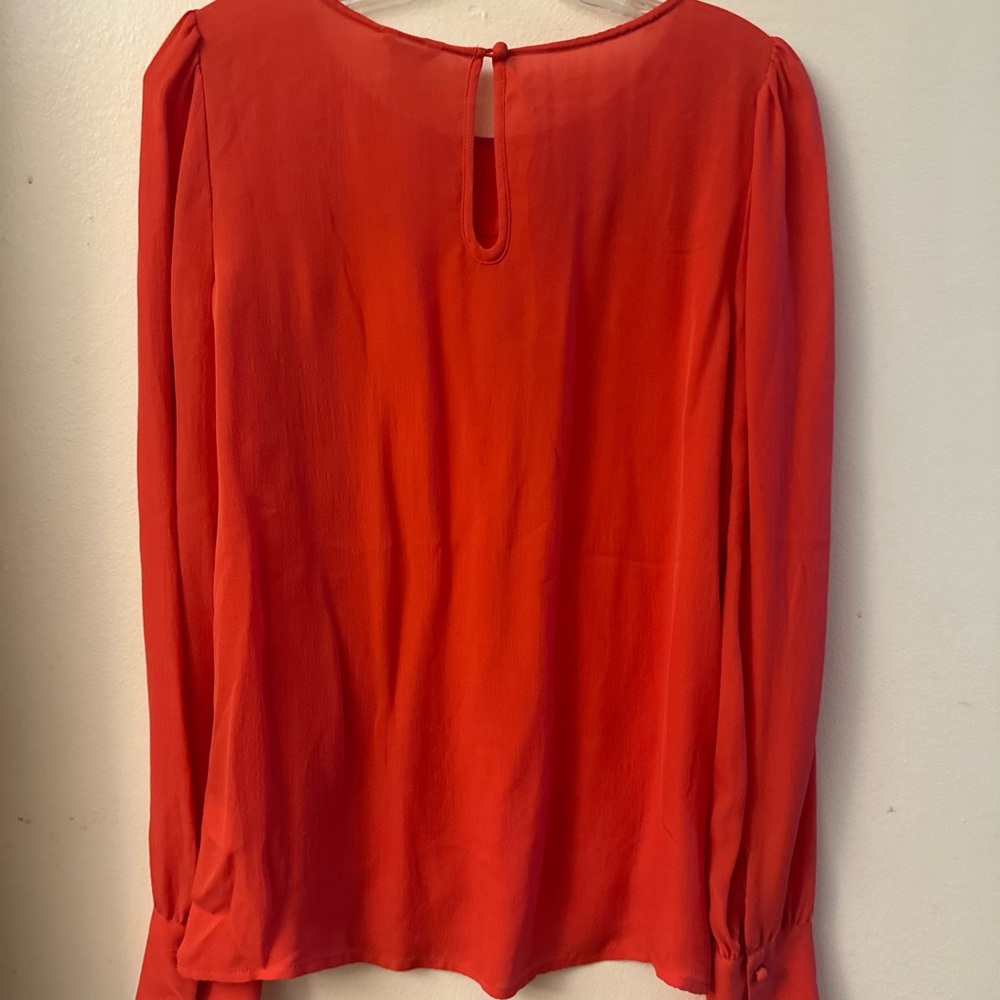 J. Crew Red Puff Sleeve Blouse